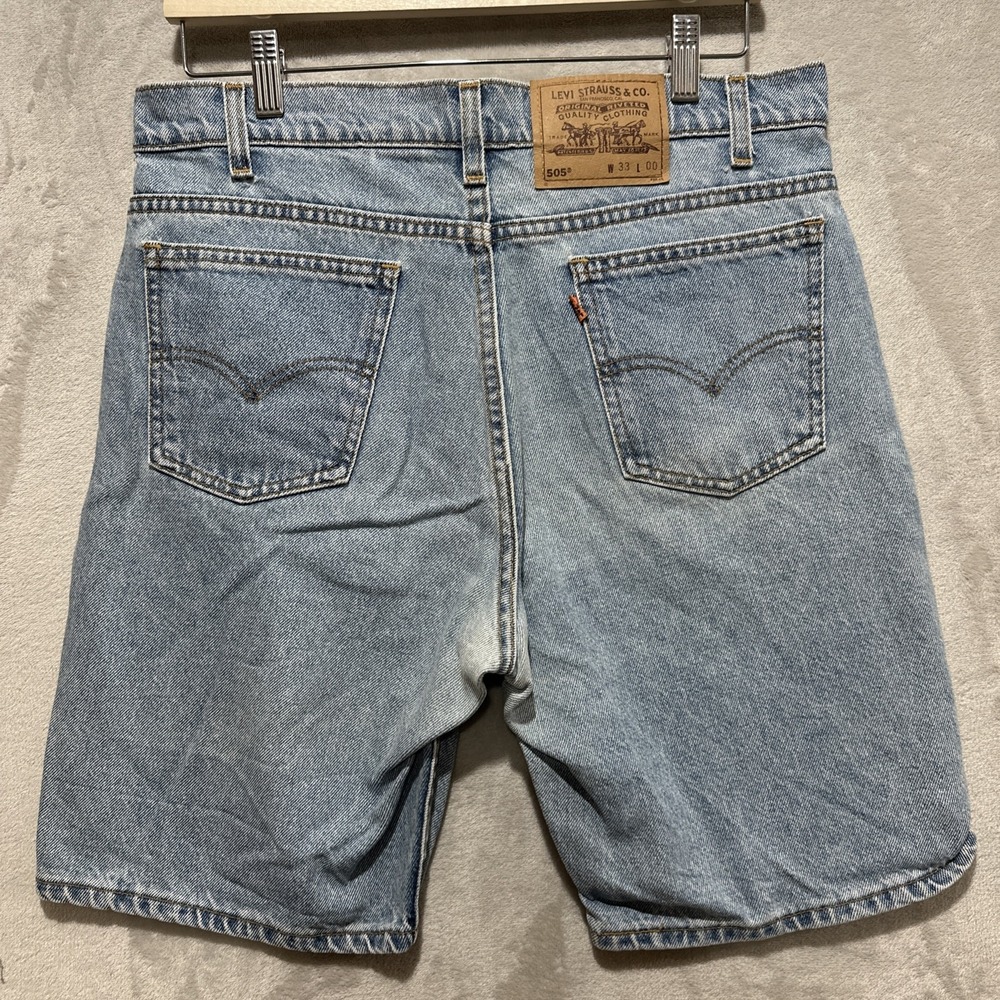 Vintage Levi's 505 Shorts Orange Tab Mens 33 Light Wash Denim Jorts USA 90s